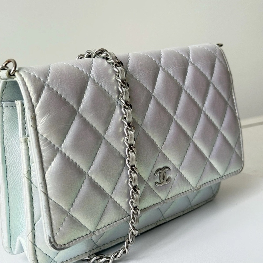 Chanel Metalic Silver Calfskin Wallet On Chain - Picture 4 of 10